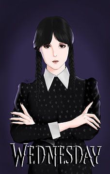 Wednesday Addams im Anime-Stil von Sahrul Lukman