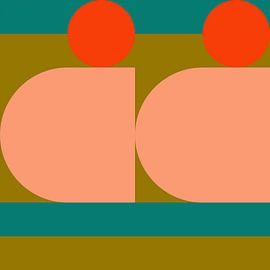 Funky rétro géométrique 12. Art abstrait moderne aux couleurs vives. sur Dina Dankers