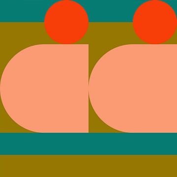 Funky retro geometrische 12. Moderne abstracte kunst in heldere kleuren. van Dina Dankers