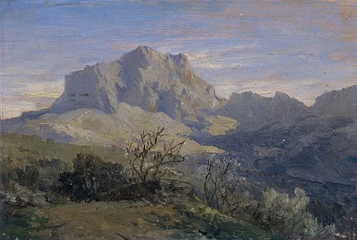 Carlos de Haes-Grijze alpen landschap, stenen berg, Antiek landschap