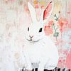 Weißes Kaninchen | Weißes Kaninchen mit Blumen von Zen und Mehr