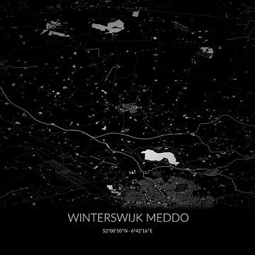 Schwarz-weiße Karte von Winterswijk Meddo, Gelderland. von Rezona