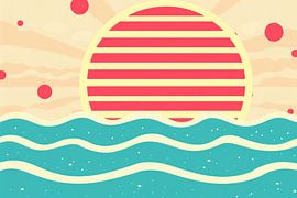 Abstract Sunset over colourful waves by Imperial Art House