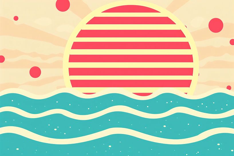 Abstract Sunset over colourful waves by Imperial Art House