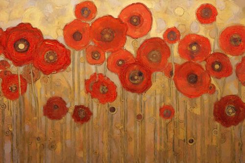 Rode Klaprozen in Volle Bloei