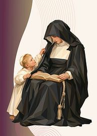 Eine Nonne liest einem Kind vor