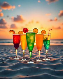 Colourful cocktails on the beach by Jean Pierre