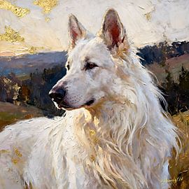 White Swiss Shepherd dog by Johannas Art Creations