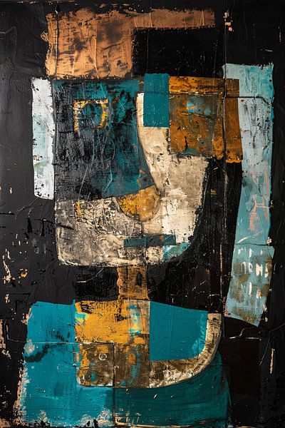 Abstract expressief portret in dynamische kleuren van Art & Soul Creations