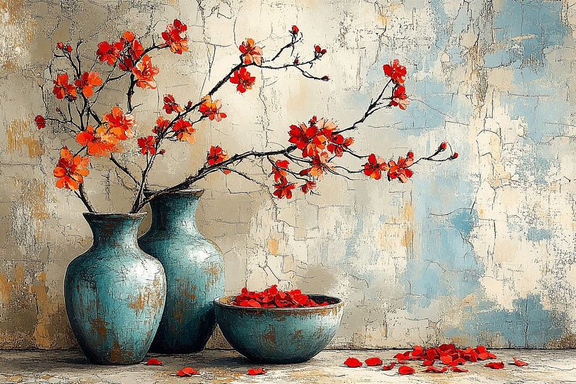 Le pouvoir des branches de fleurs rouges iv par Studio BB
