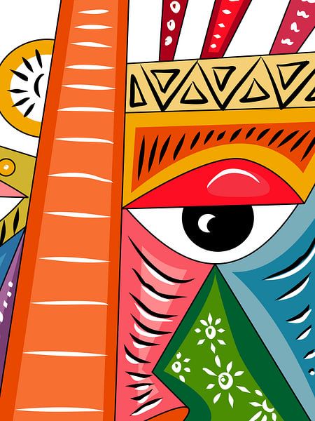 Tribal Eye Abstract Portrait by Kelly R Hayes