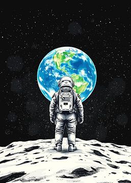 Astronaut kijkt naar de aarde van MIROKKU