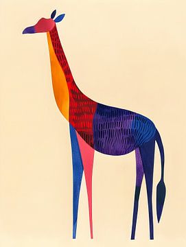 Kleurrijke minimalistisch giraf van But First Framing
