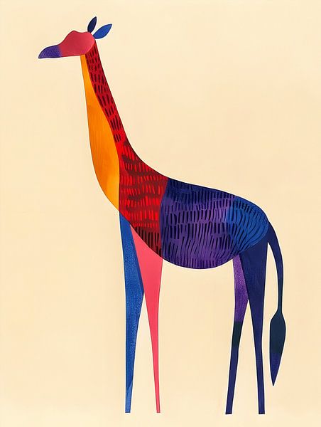 Colourful minimalist giraffe by But First Framing