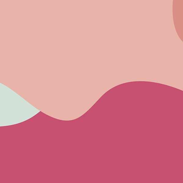 Abstract minimalist landscape in pink and blue by Dina Dankers