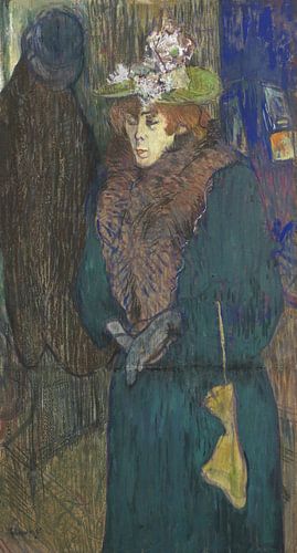 Jane Avril in de ingang van de Moulin Rouge, Henri de Toulouse-Lautrec