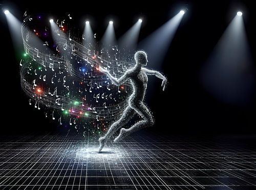 Muziek danseres treedt op