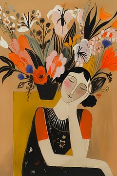 Matisse femme avec des fleurs sur haroulita