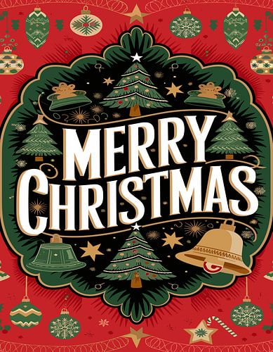 Vrolijk kerstboom en bel winter