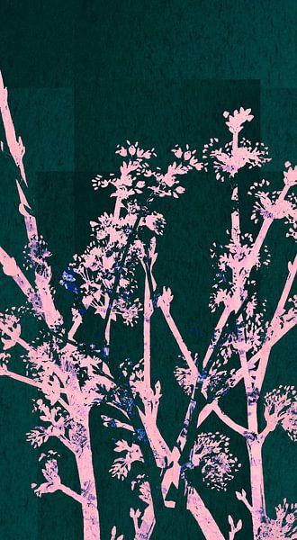 Japanse bloemen groenroze van FRESH Fine Art