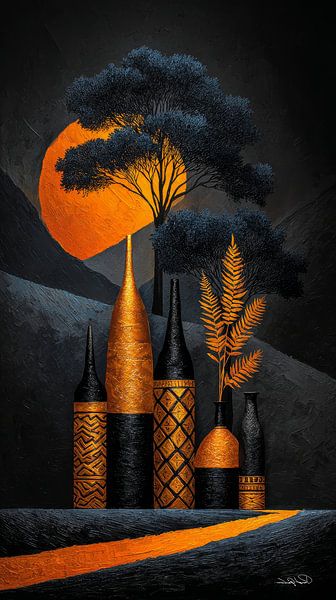 african-black-gold-orange by Gelissen Artworks