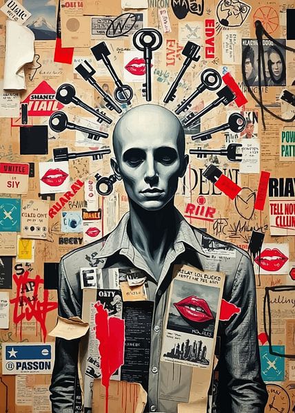 Keys and Collage Portrait by MIROKKU
