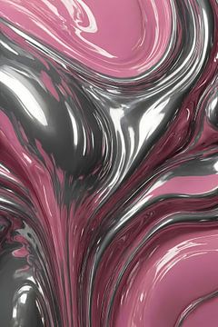 Reflection of silver and pink in abstraction by De Muurdecoratie