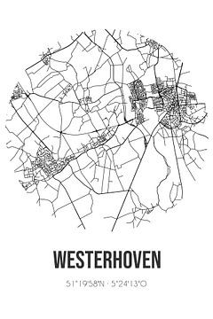 Westerhoven (Noord-Brabant) | Karte | Schwarz und Weiß von Rezona