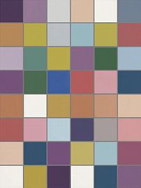 Farbenfrohes abstraktes Raster mit geometrischen Pastellflächen von STUDIO ARTSY