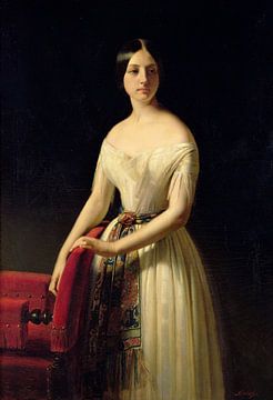 Claude-Marie Dubufe,Eugenie Saint-amand, 1841 Olie op Canvas Fot