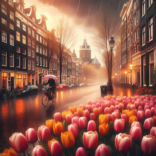 Amsterdam regen tulpen