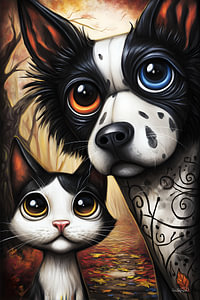 Hund - Katze - Cartoon