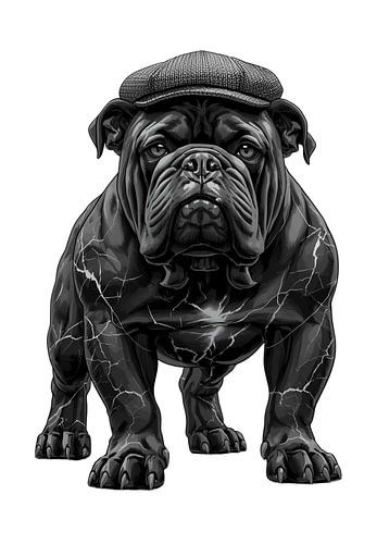 Marmeren Engelse Bulldog Sculptuur
