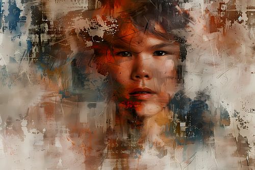 Abstract portret van een man in kleuren