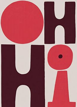 Minimalistische OH HI-typografie in rood