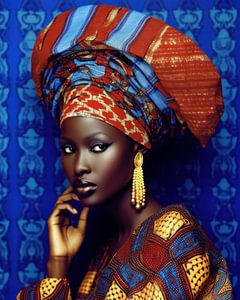 Portrait coloré d'une femme africaine sur Carla Van Iersel