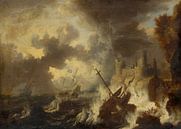 Storm met scheepswrak voor een kustfort, Peter van de Velde van Meesterlijcke Meesters thumbnail