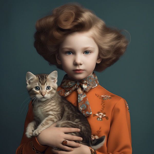 Fine art portrait &quot;Me and my cat&quot; by Carla Van Iersel