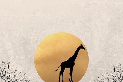 Gouden zon met giraffe