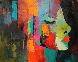 Woman with Orange Lips | Woman Orange by Eye catching paintings