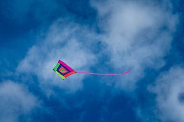 Gekleurde vlieger in de lucht van Michel Knikker