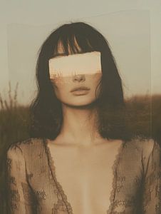 Modernes und abstraktes Porträt, Polaroid-Stil