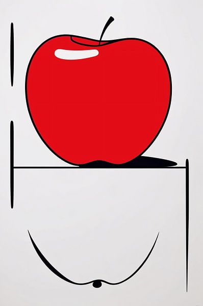Roter Apfel mit minimalistischem Design von Imperial Art House