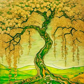 Graceful Serenity - An Artful Narrative in Green Nuances by Zebra404 - Art Parts