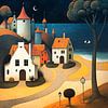 Village by the beach by Jutta Maria Pusl