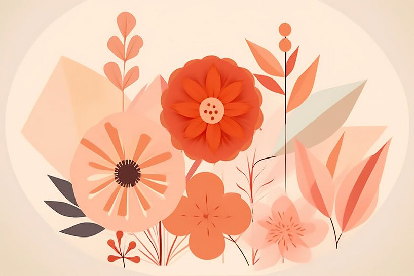 Stilisierte Flora Kunst von Abstraktes Gemälde