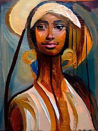 Portrait moderne d'une femme. Femmes du monde : couleurs chaudes