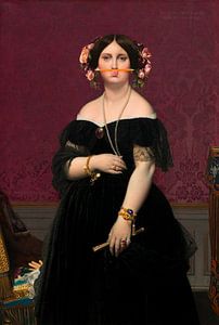 Portret van Marie-Clotilde-Inès Moitessier, geschilderd door Dominique Ingres, met potlood onder de