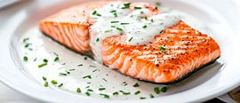 Salmon fillet with creamy sauce by Poster Art Shop