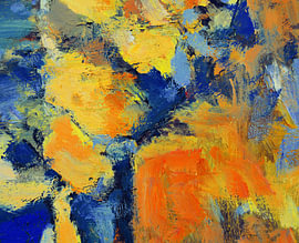 Zusammensetzung in Orange und Blau von Nop Briex
